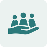 Caring hand with people symbol