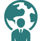 Abstract globe and person silhouette
